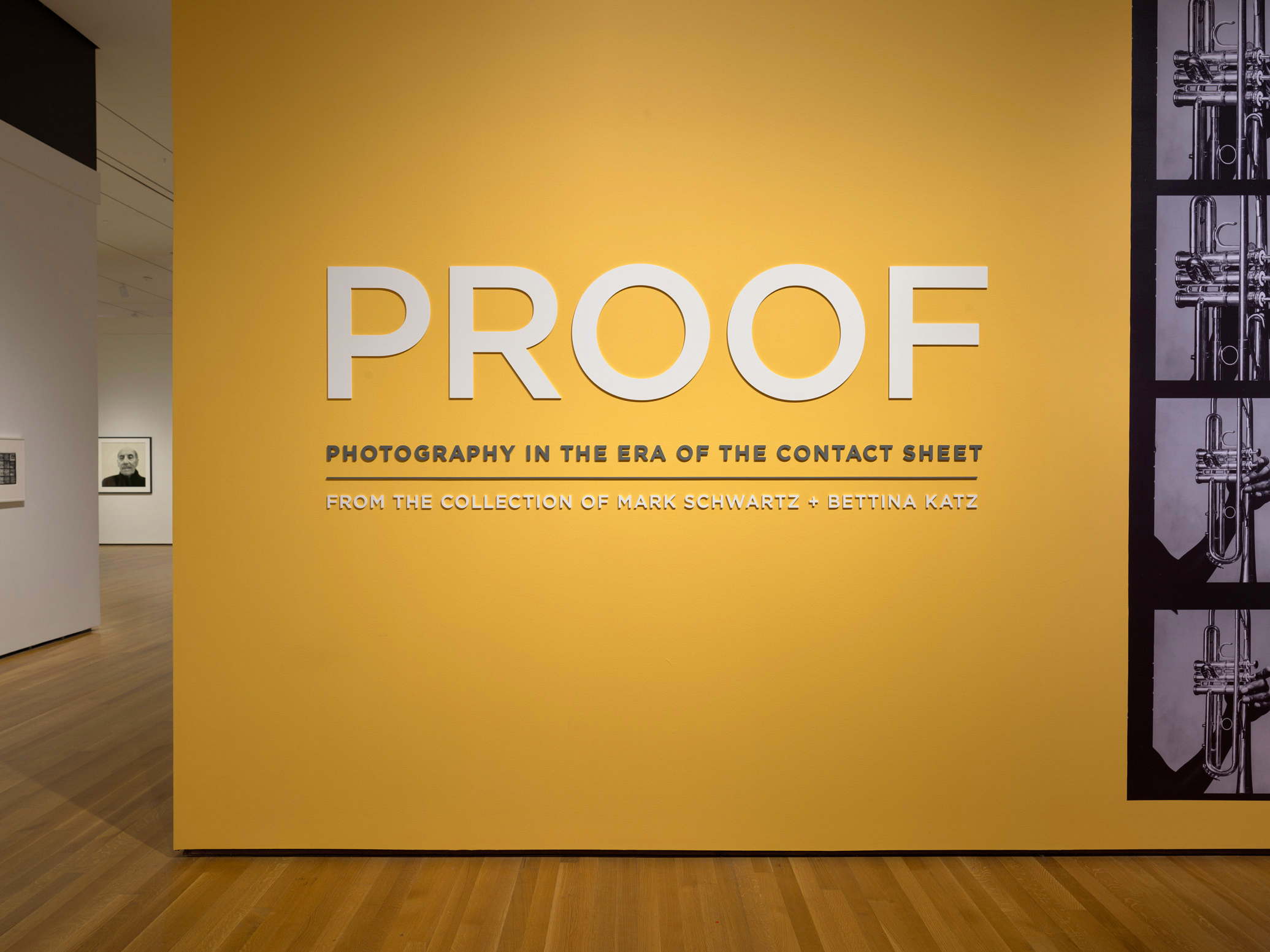 PROOF: Photography in the Era of the Contact Sheet branding at the exhibition entrance at the Cleveland Museum of Art