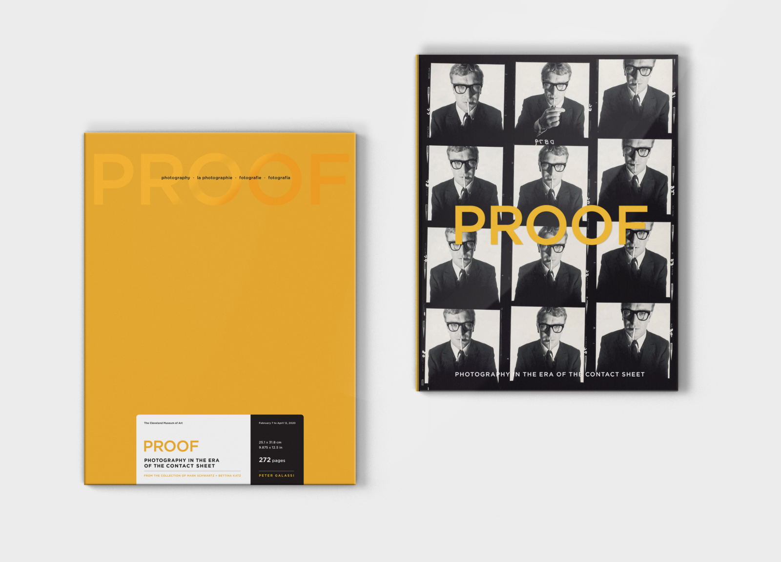 Brand design limited edition box set for PROOF, next to the book design with acetate cover